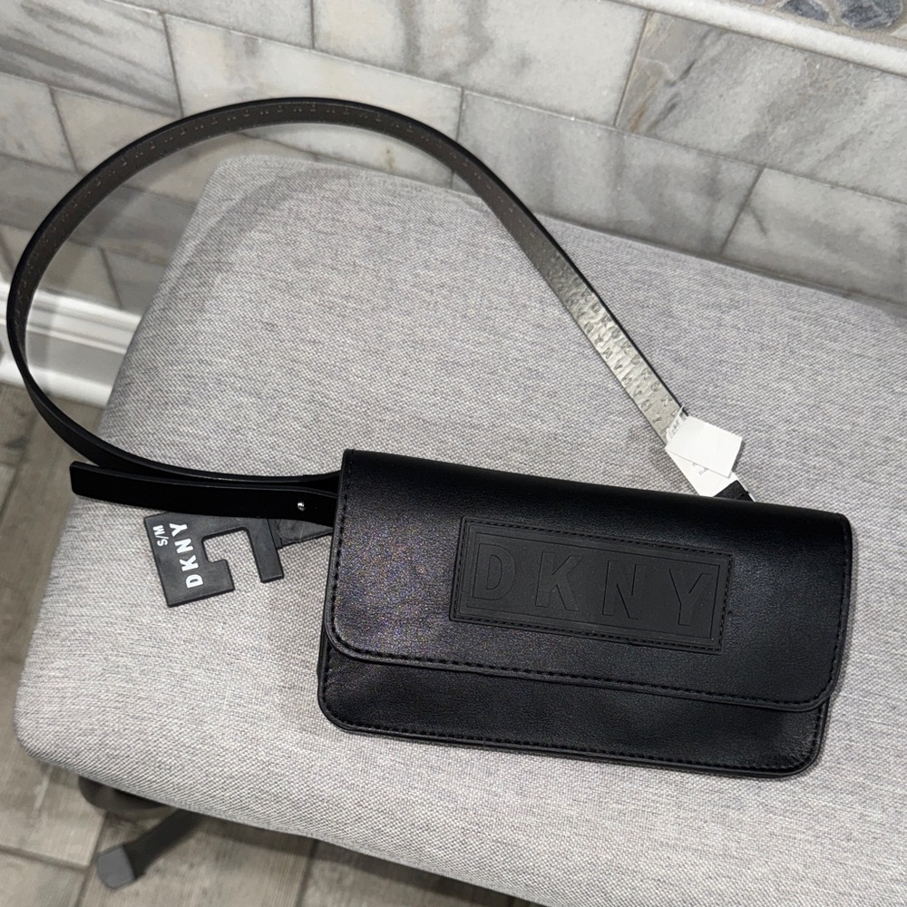 DKNY Black Leather Clutch Belt